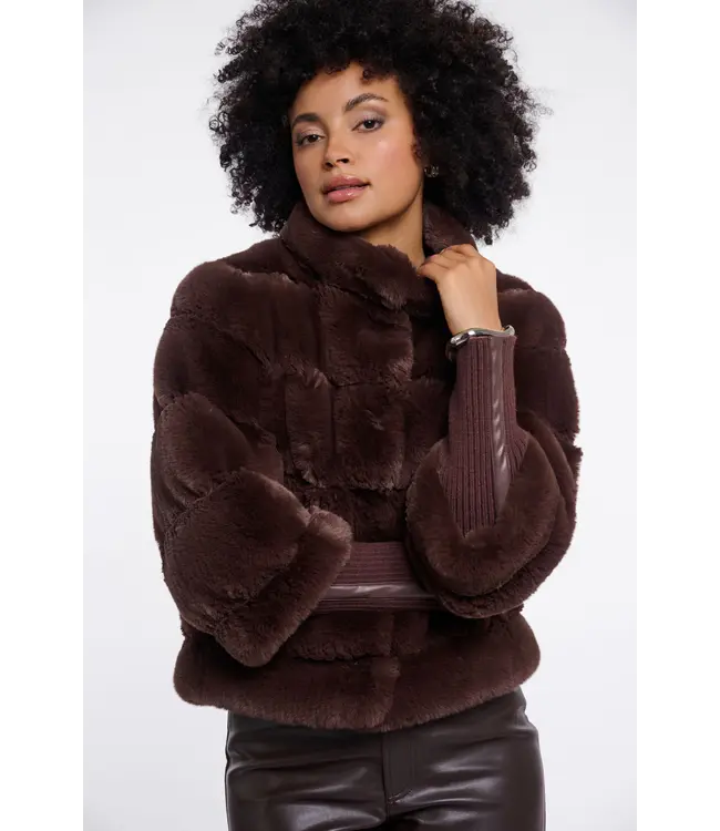 Feline.7002611/CoffeeRoast  Jacket with rib cuffs