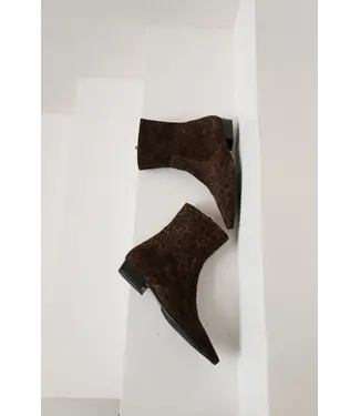 Babouche BLAKE-2 Enkellaars Donker Bruin Leopard