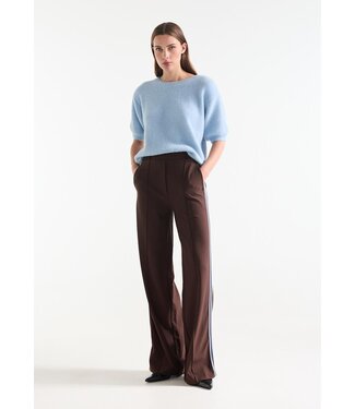 JANSEN Amsterdam ALEIDAS-W26/000544-darkbrown-lightblue  ALEIDAS BROEK HVM 404 wide leg tape at side
