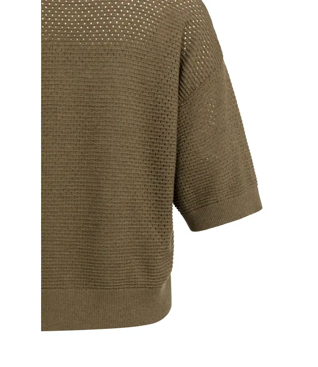 01-010169-608/906172  Open knit cardigan with collar and short sleeves