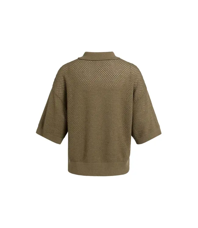 01-010169-608/906172  Open knit cardigan with collar and short sleeves