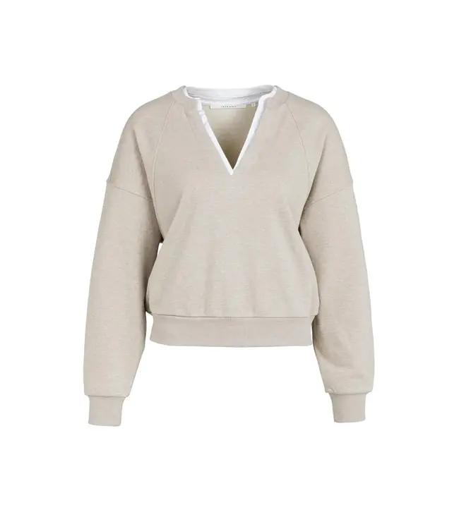 01-109127-608/611032  Sweatshirt with V-neck and woven collar
