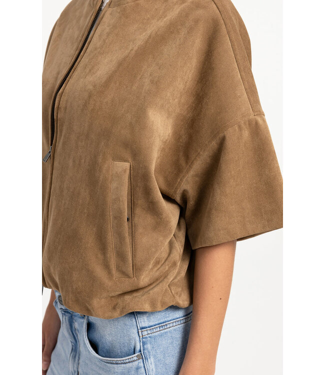 02-009081-608/81018  Oversized suedine jacket with short sleeves
