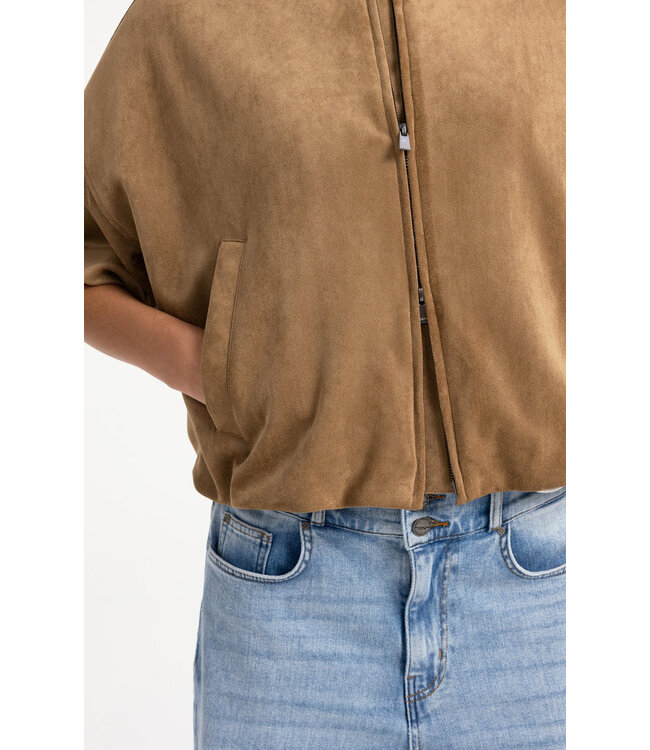 02-009081-608/81018  Oversized suedine jacket with short sleeves