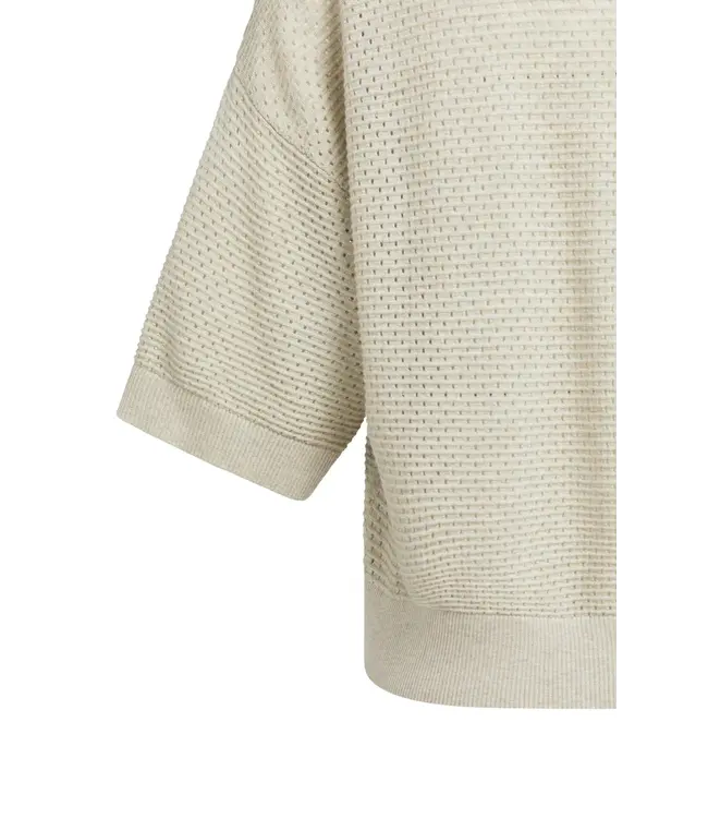 01-010169-608/611032  Open knit cardigan with collar and short sleeves