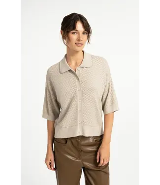 YAYA 01-010169-608/611032  Open knit cardigan with collar and short sleeves