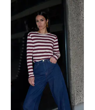 by-bar 26411101/BurgundyCrush  basic ls big stripe top