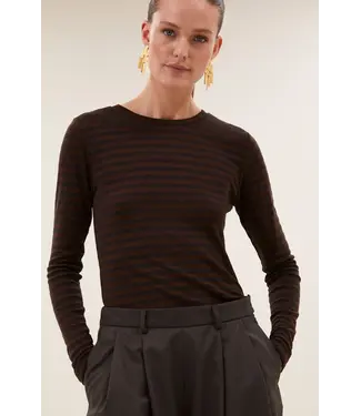 by-bar 26411102/CoffeeBean  basic ls melange stripe top