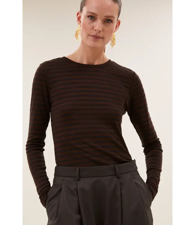 26411102/CoffeeBean  basic ls melange stripe top
