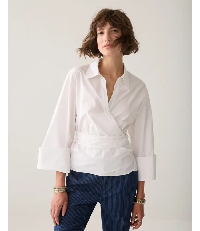 2s3517-12119/000110-White  Wrap blouse Crispy poplin