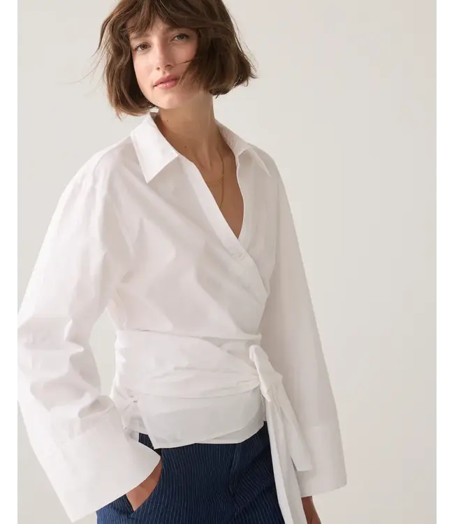 2s3517-12119/000110-White  Wrap blouse Crispy poplin