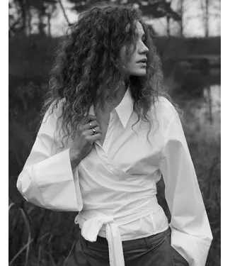 Summum Woman 2s3517-12119/000110-White  Wrap blouse Crispy poplin