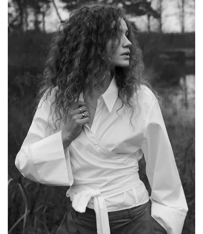 2s3517-12119/000110-White  Wrap blouse Crispy poplin