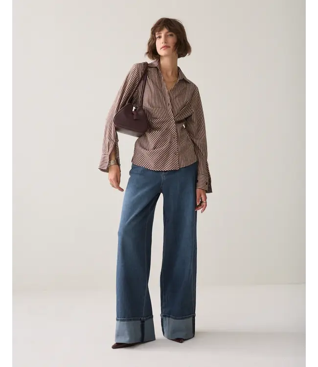 2s3532-12491/000335-Darkburgundy  Blouse Two tone stripe small