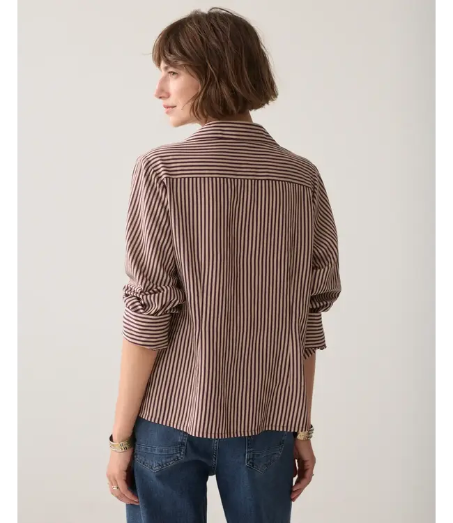 2s3532-12491/000335-Darkburgundy  Blouse Two tone stripe small