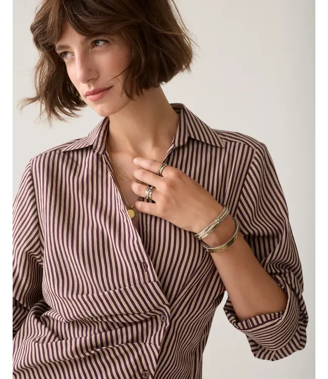 2s3532-12491/000335-Darkburgundy  Blouse Two tone stripe small