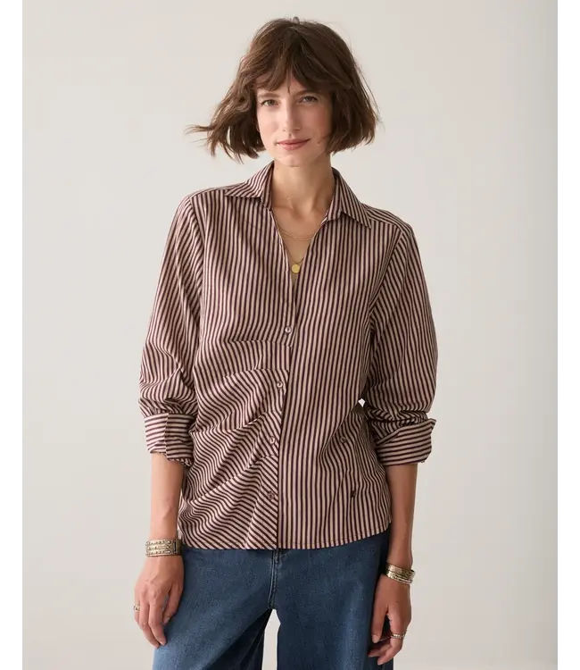 2s3532-12491/000335-Darkburgundy  Blouse Two tone stripe small