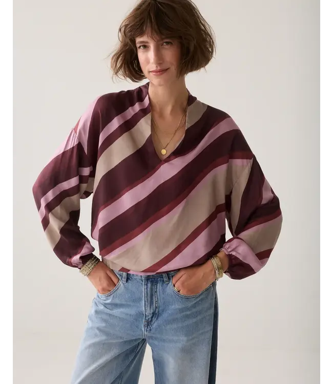 2s3560-12488/000120-Multicolour  Top v neck Stripe printed