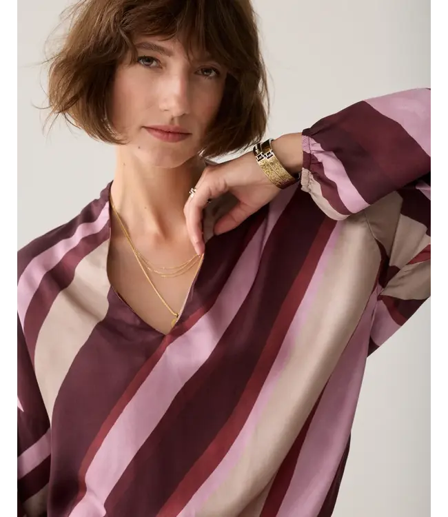 2s3560-12488/000120-Multicolour  Top v neck Stripe printed