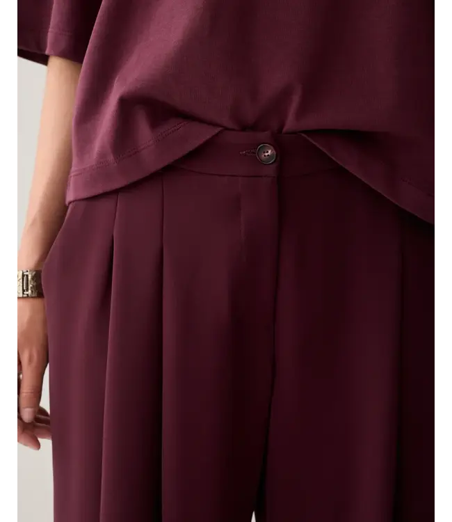 4s2872-11851/000335-Darkburgundy  Trousers wide leg Fluid