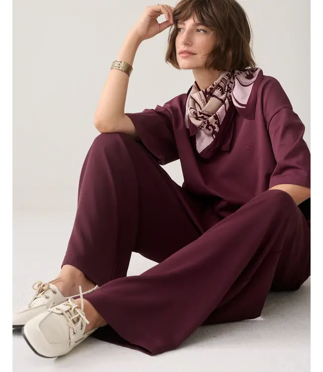 4s2872-11851/000335-Darkburgundy  Trousers wide leg Fluid