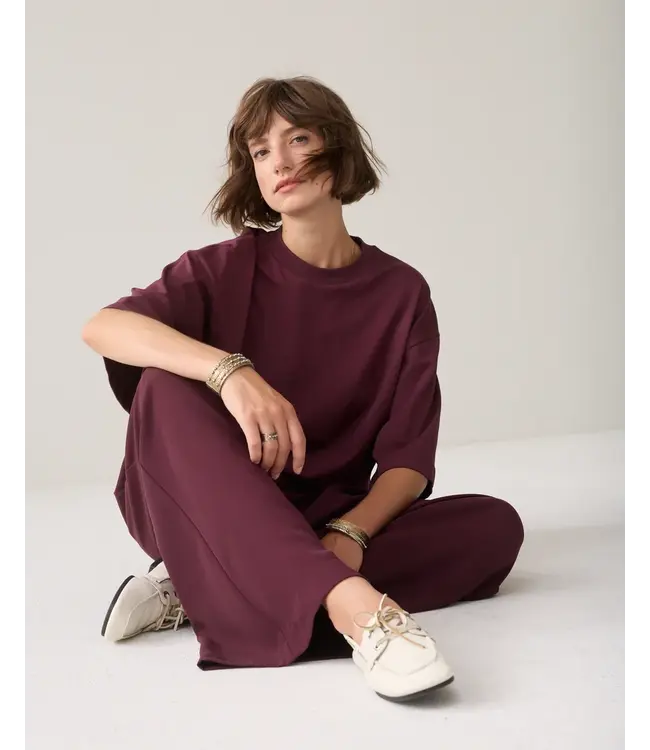 4s2872-11851/000335-Darkburgundy  Trousers wide leg Fluid