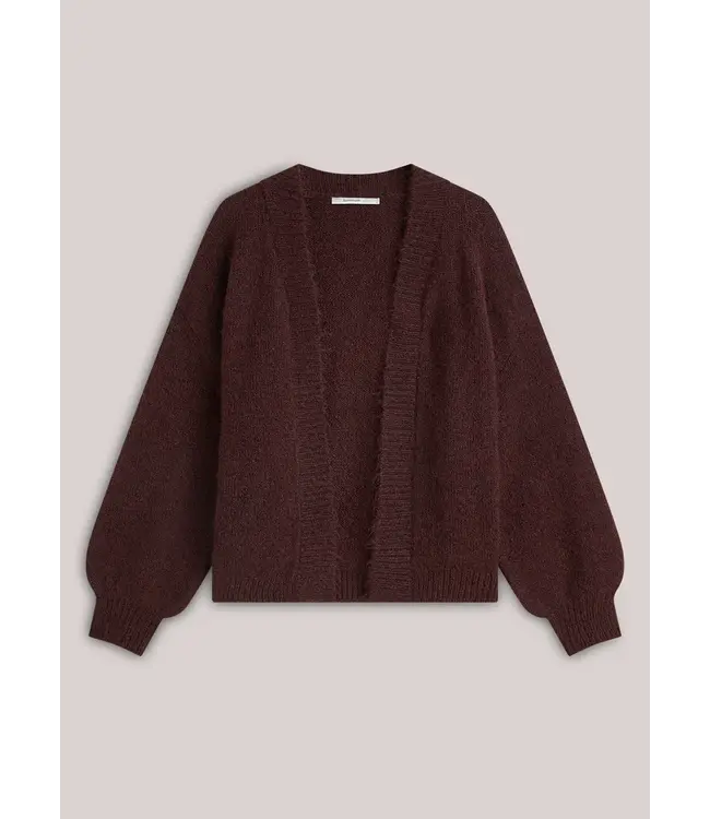 7s5844-7997/000335-Darkburgundy  Puff sleeve cardigan Cozy melange knit