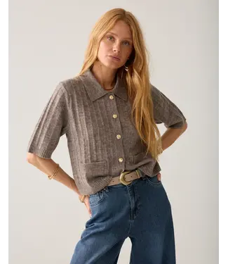 Summum Woman 7s8019-70088/000742-Taupe  Short cardigan Soft melange knit