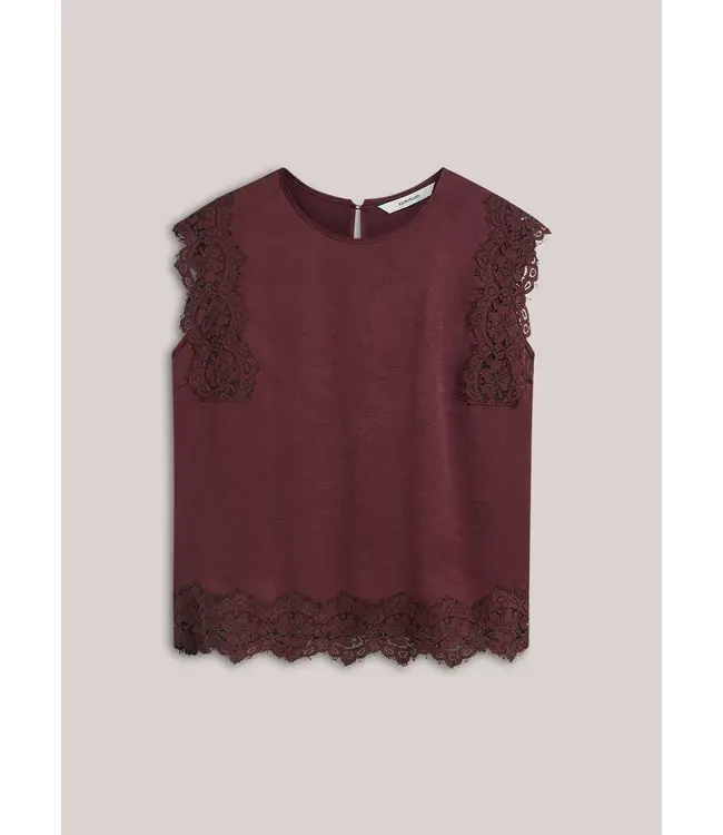 2s3542-12493/000335-Darkburgundy  Top sleeveless Silky casual