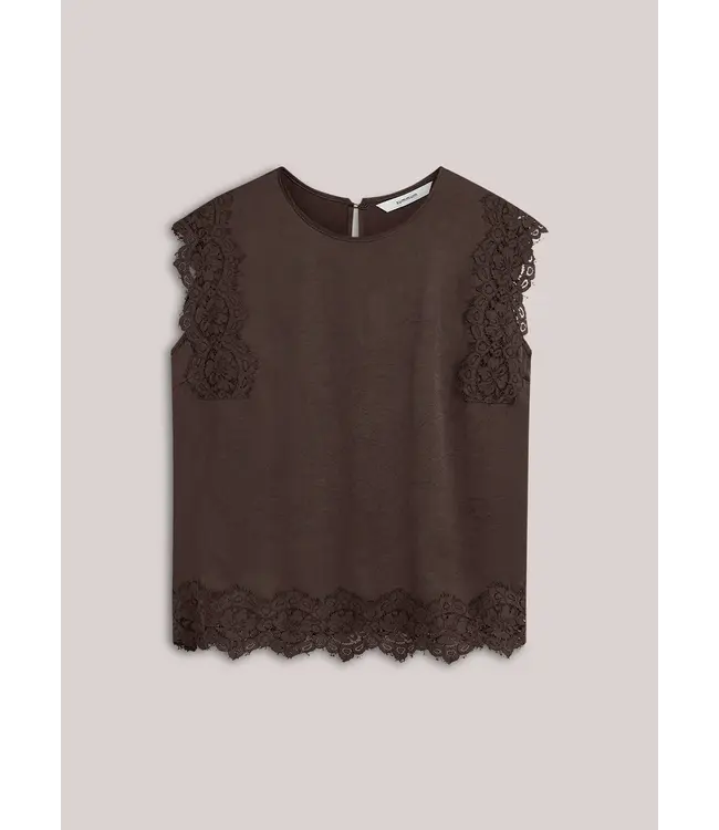 2s3542-12493/000754-Darkchocolate  Top sleeveless Silky casual