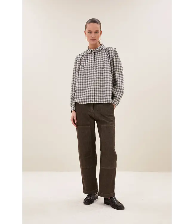 26412026/AshGreyCheck  maia check blouse