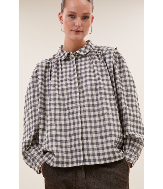 26412026/AshGreyCheck  maia check blouse