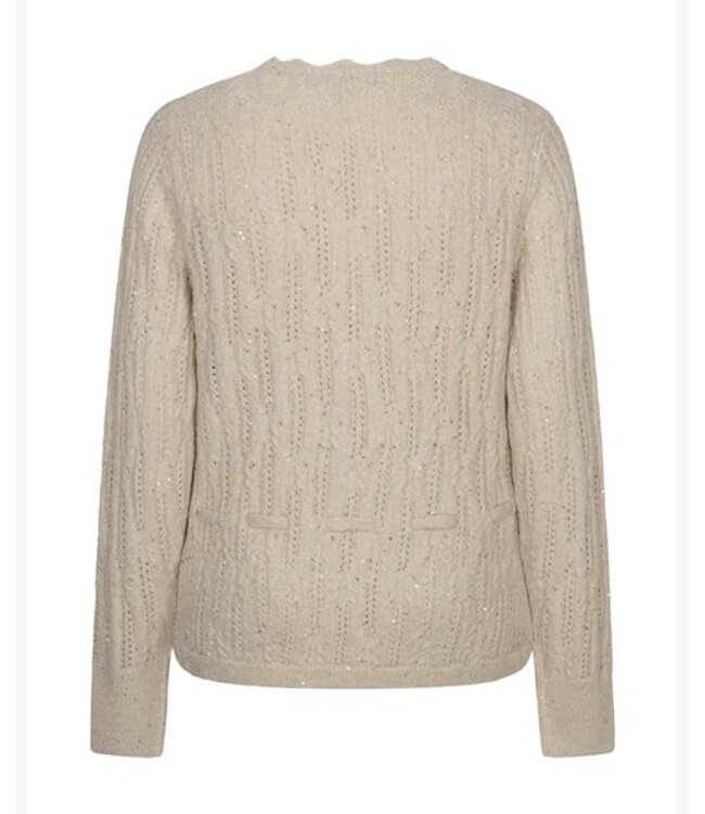 SRB5039/lightsand Cardigan ajour sparkle