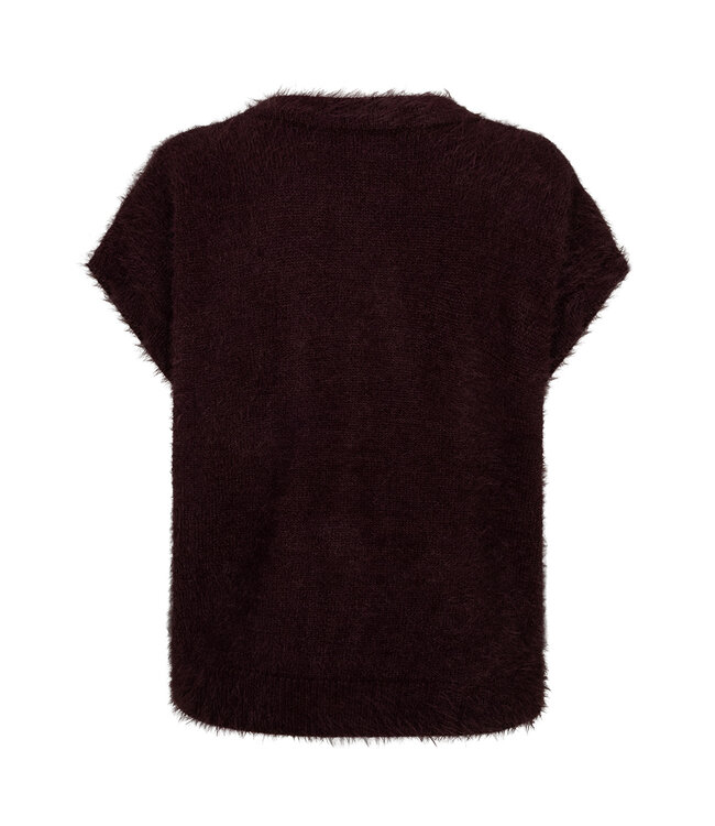 SRB5116/burgundy Sleeveless fuzzy