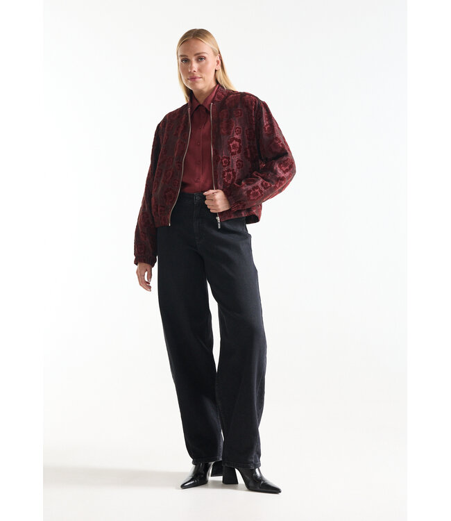 DAY-W26/000326-stonered  DAY JASJE vj 219 velvet jacquard zipper closure