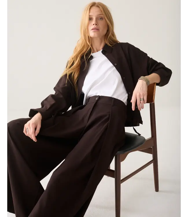 4s3022-12483/000754-Darkchocolate  Trousers Viscose twill