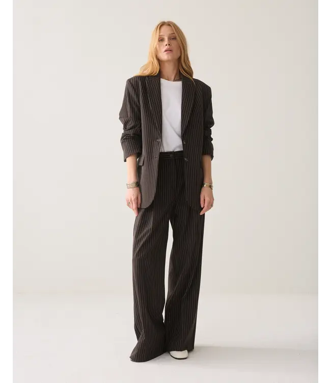 1s1325-12495/000754-Darkchocolate  Blazer Viscose blend stripe