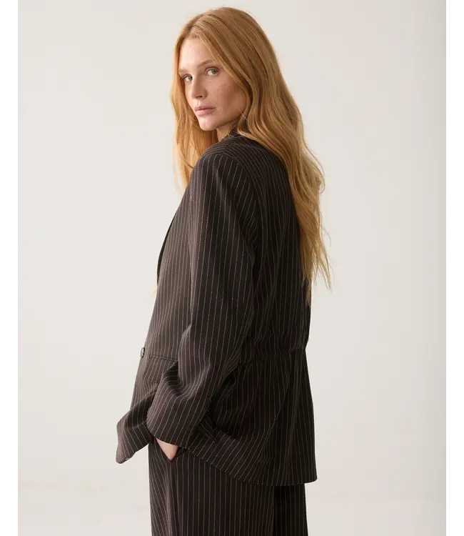 1s1325-12495/000754-Darkchocolate  Blazer Viscose blend stripe