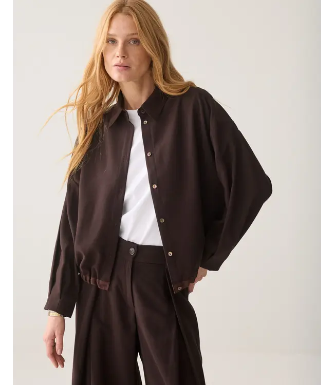 2s3543-12483/000754-Darkchocolate  Blouse Viscose twill