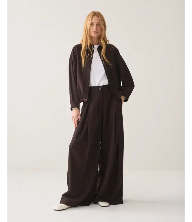2s3543-12483/000754-Darkchocolate  Blouse Viscose twill