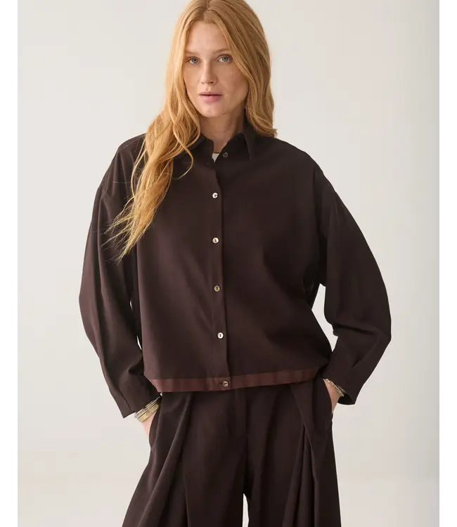2s3543-12483/000754-Darkchocolate  Blouse Viscose twill