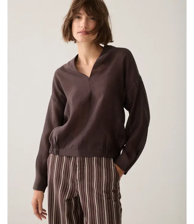 2s3528-12492/000754-Darkchocolate  Top v neck Lyocell blend