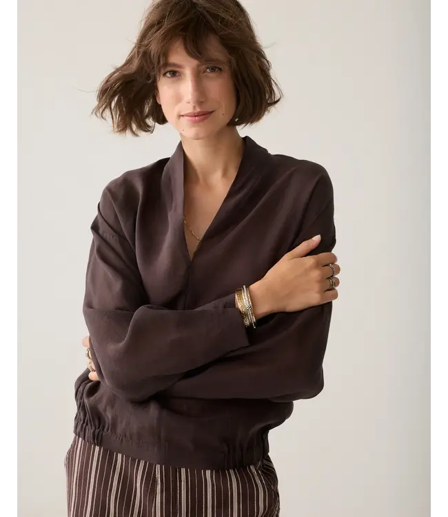 2s3528-12492/000754-Darkchocolate  Top v neck Lyocell blend