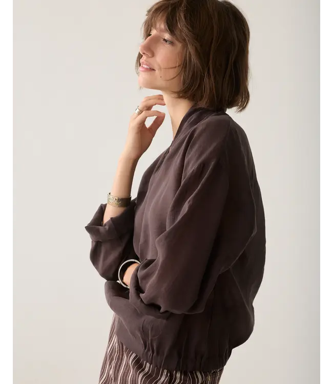 2s3528-12492/000754-Darkchocolate  Top v neck Lyocell blend