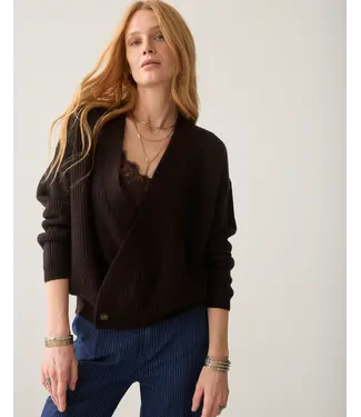 Summum Woman 7s8028-70092/000754-Darkchocolate  Wrap cardigan Wool cashmere blend knit