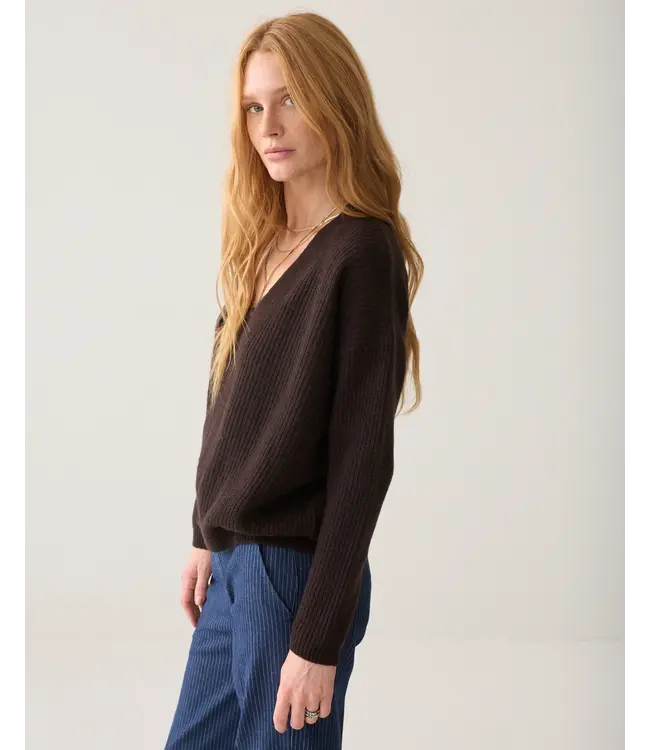 7s8028-70092/000754-Darkchocolate  Wrap cardigan Wool cashmere blend knit