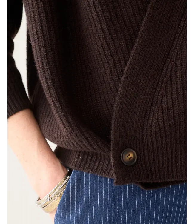 7s8028-70092/000754-Darkchocolate  Wrap cardigan Wool cashmere blend knit