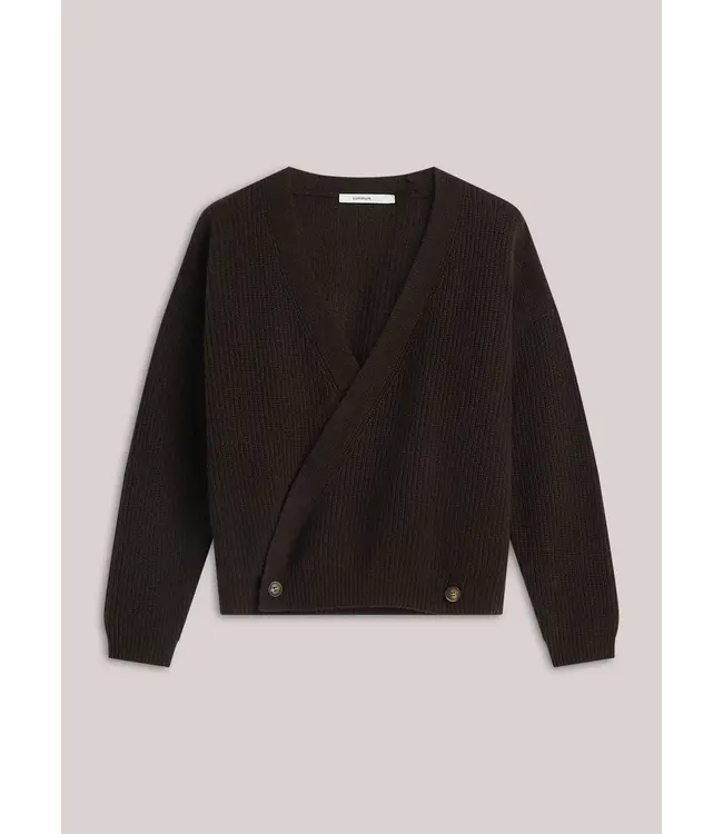 7s8028-70092/000754-Darkchocolate  Wrap cardigan Wool cashmere blend knit