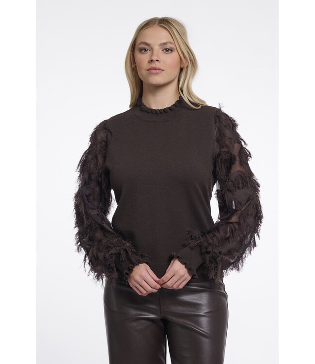 Janique.5002612/Peated  Knitted pullover with fancy long sleeves