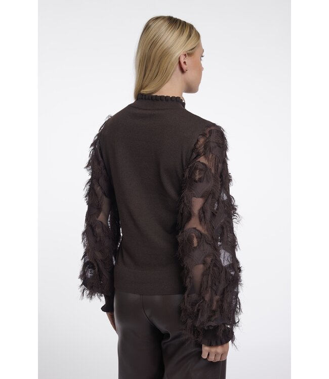 Janique.5002612/Peated  Knitted pullover with fancy long sleeves